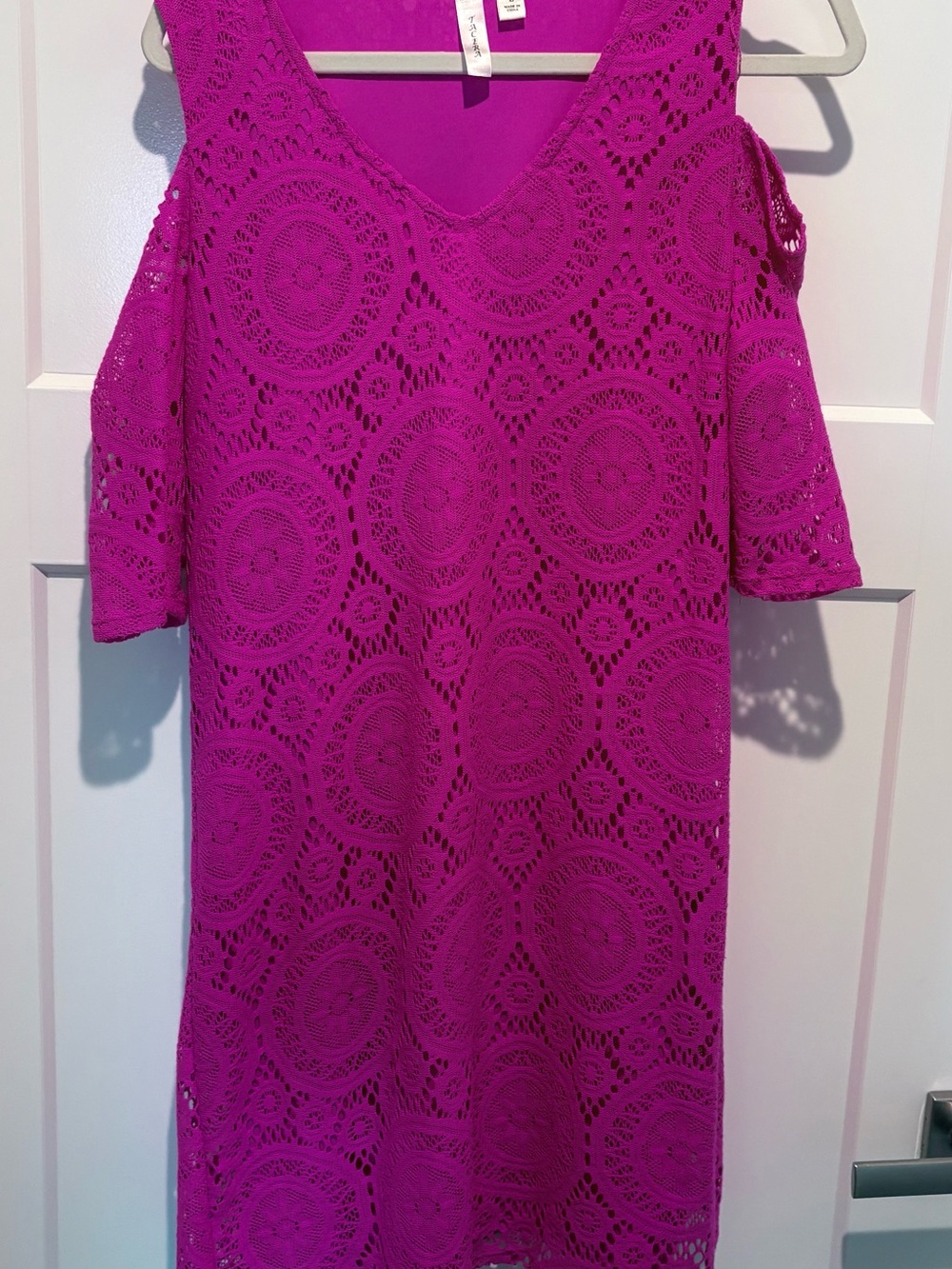 Tacera Bright Fuchsia Peek A Boo Shoulders Dress